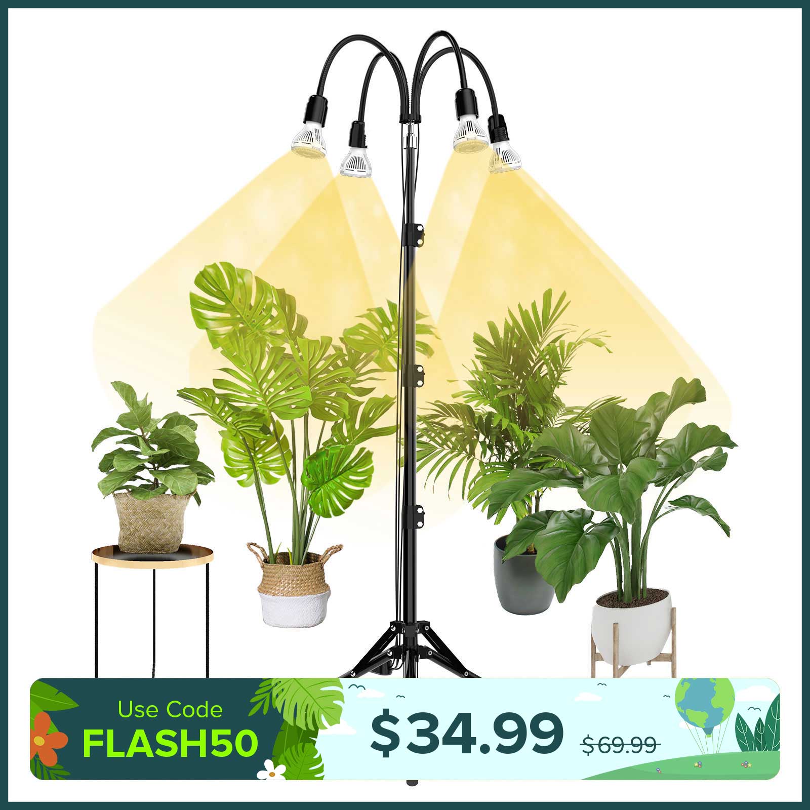 40W Grow Light with Adjustable Tripod Stand (US ONLY)
