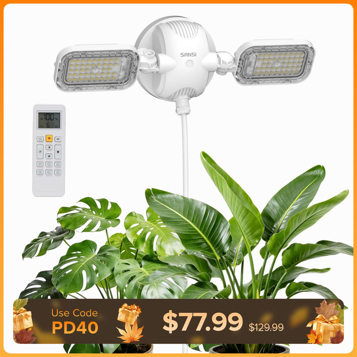 SANSI 60W LED Wall Mounted Grow Light with Remote Control (US ONLY)