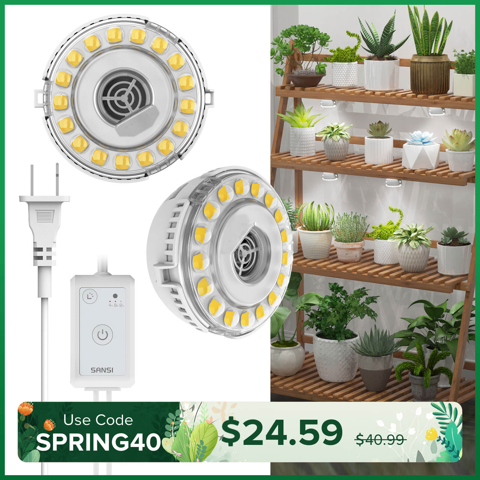 10W Adjustable 1-Head Clip-on LED Grow Light (US/CA ONLY)