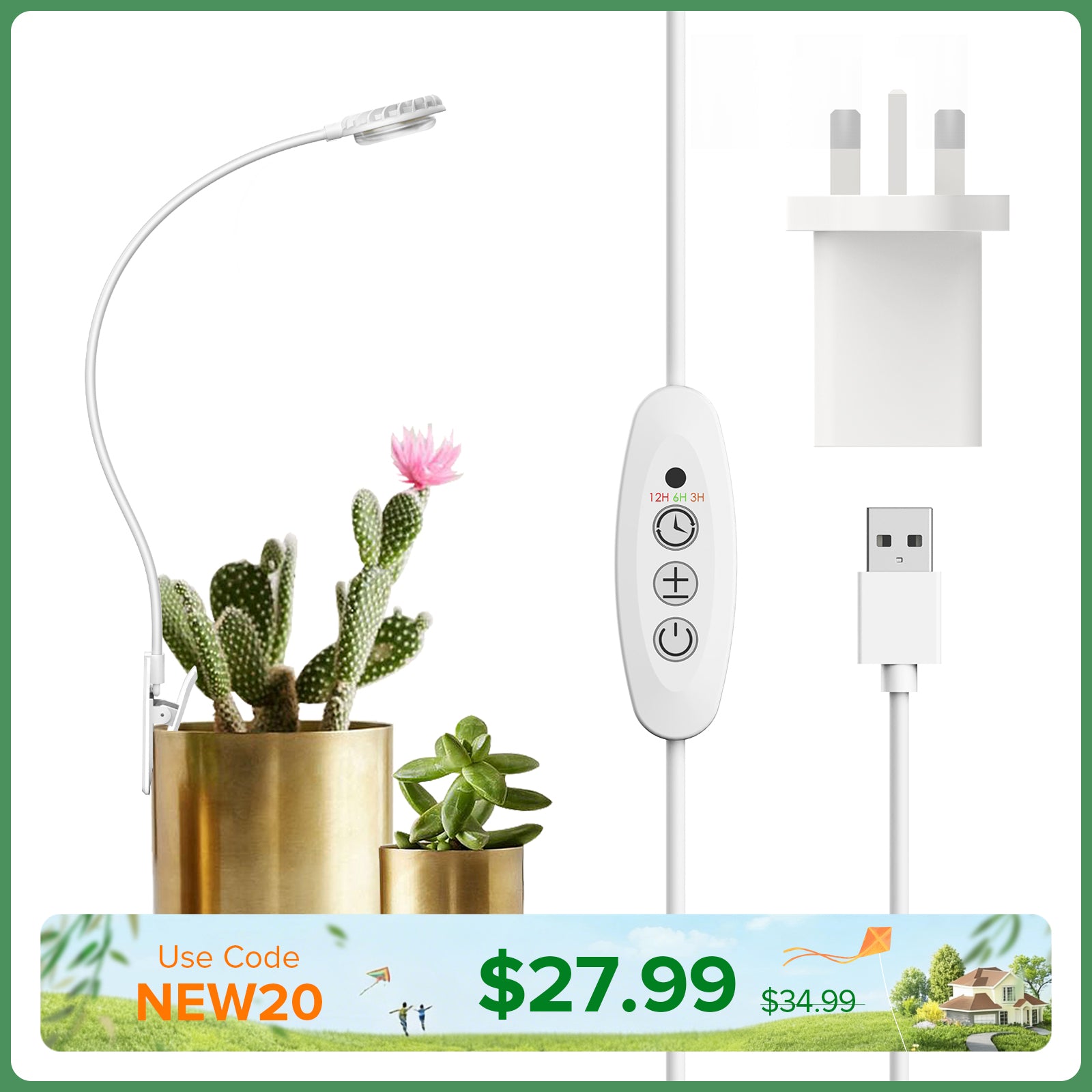 Lampada LED per coltivazione SANSI da 4,5 W con clip per vaso (SOLO UE/Regno Unito)