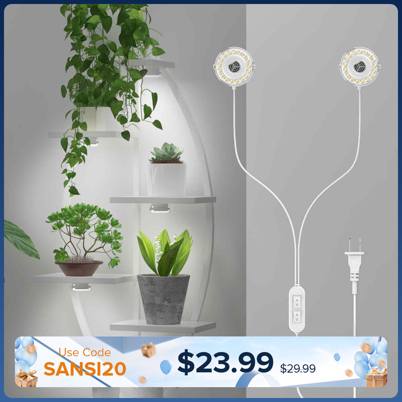 SANSI 10W LED Puck-Pflanzenlampe (NUR USA/Kanada)