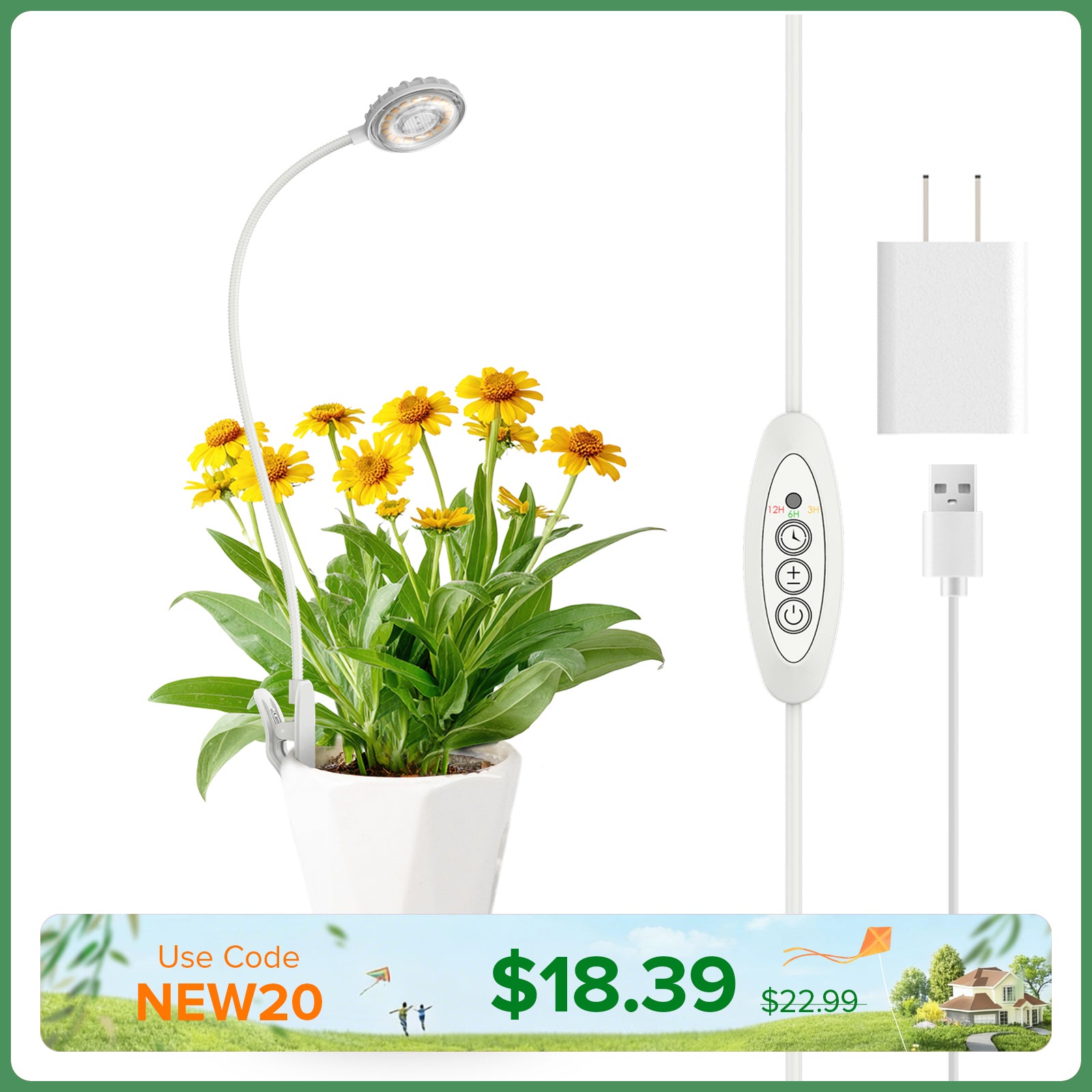 SANSI 7W Pot Clip LED Grow Light (US ONLY)