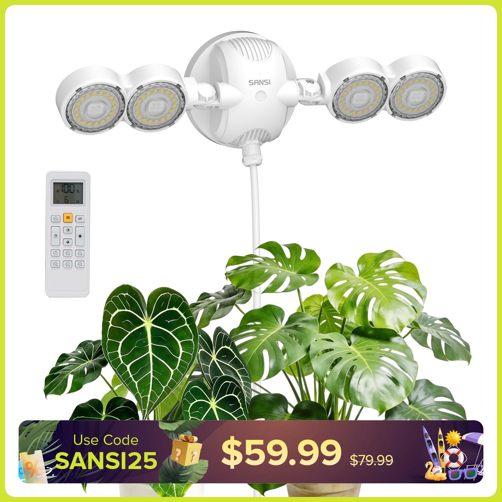 SANSI 30W LED Wall Mounted Grow Light with Remote Control (US ONLY)