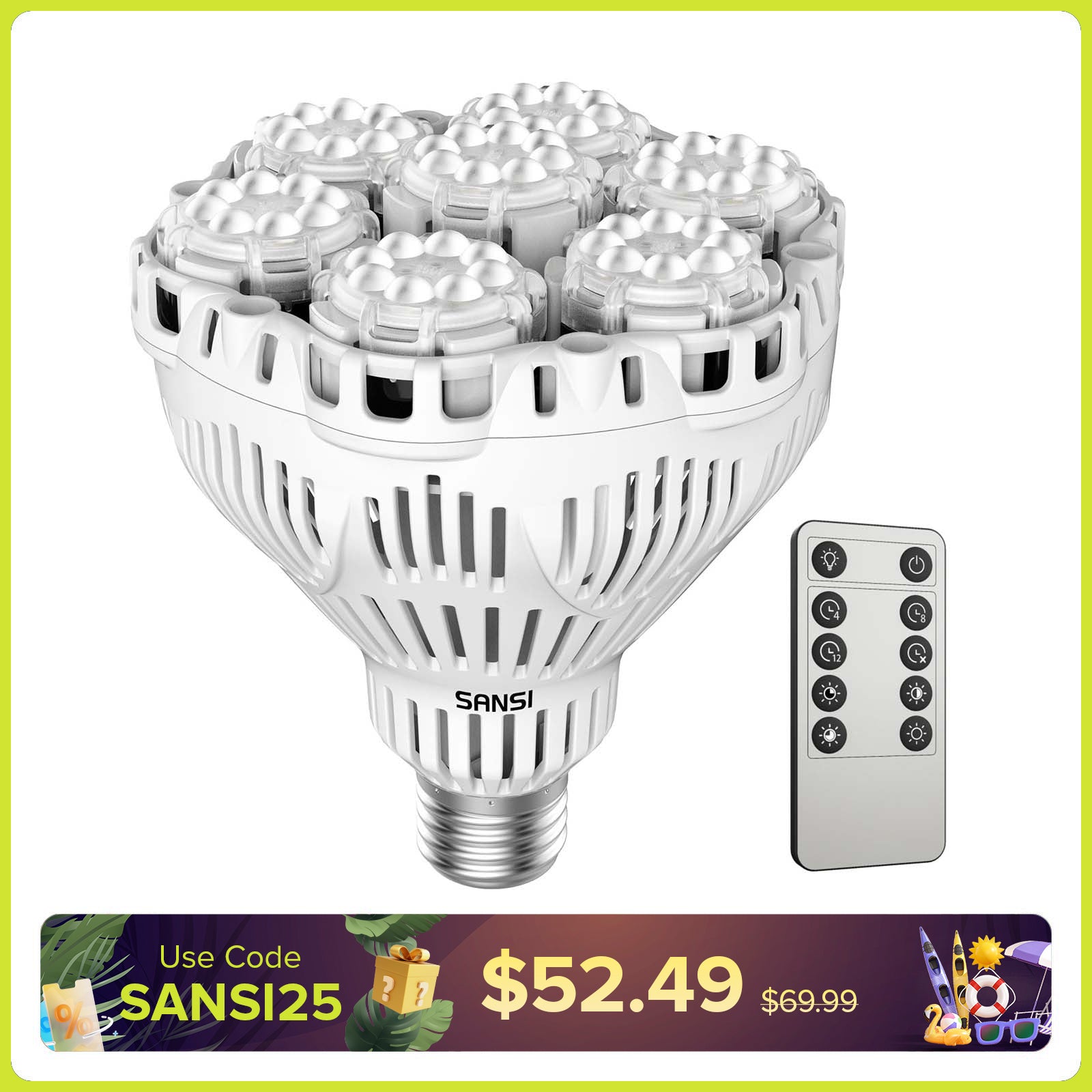 BR30 40W LED Grow Light Bulb With Remote Control