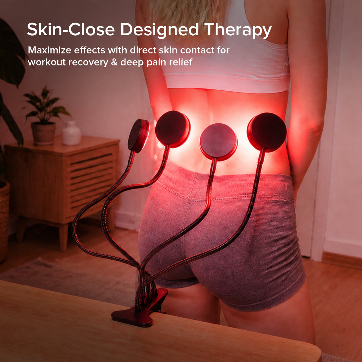 SANSI 50W Adjustable 4-Head Clip-on Red Therapy Light for Body Face (US ONLY)