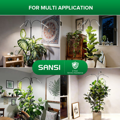 SANSI height adjustable LED grow light in multiple indoor applications enhancing plant growth.