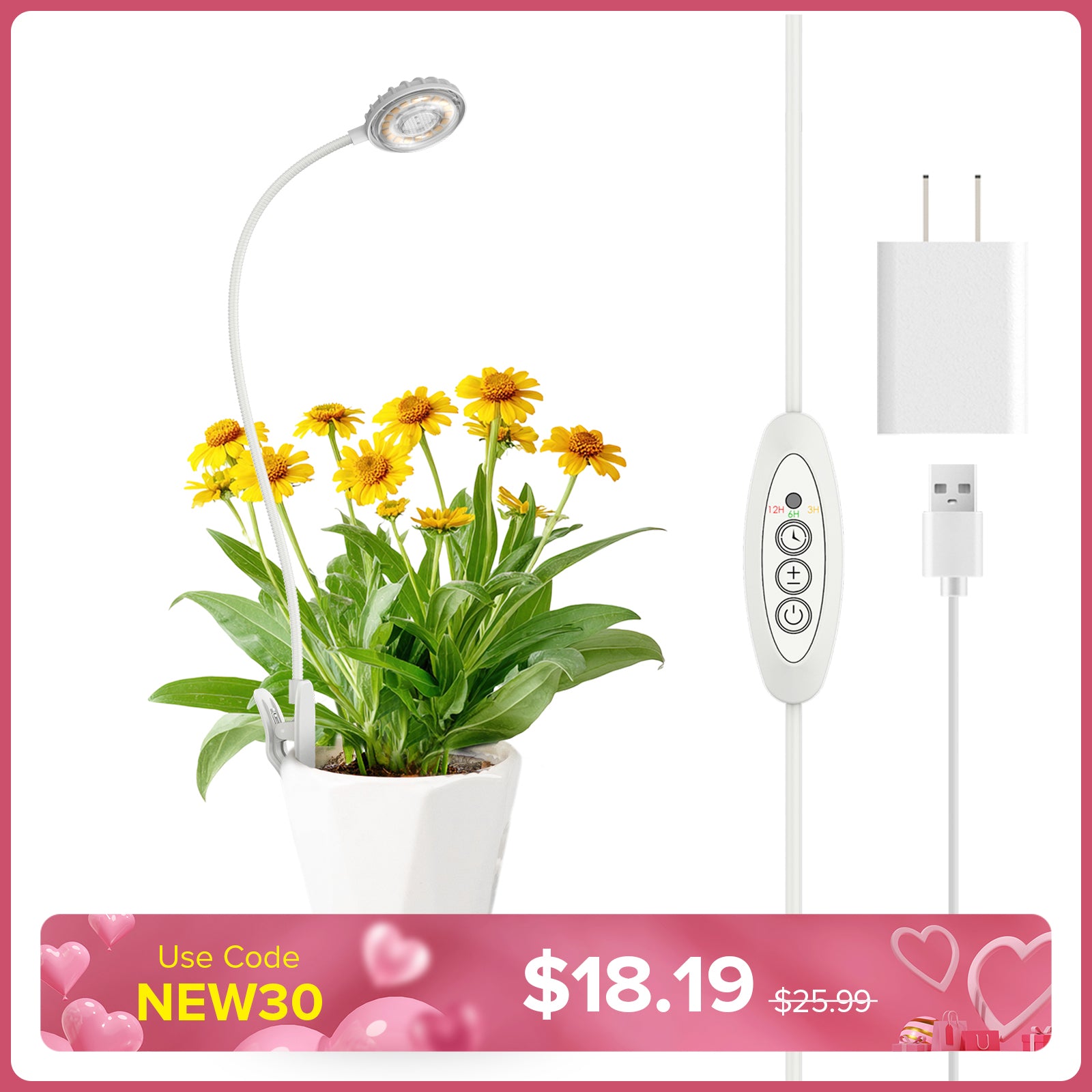 SANSI 7W Pot Clip LED Grow Light (US ONLY)