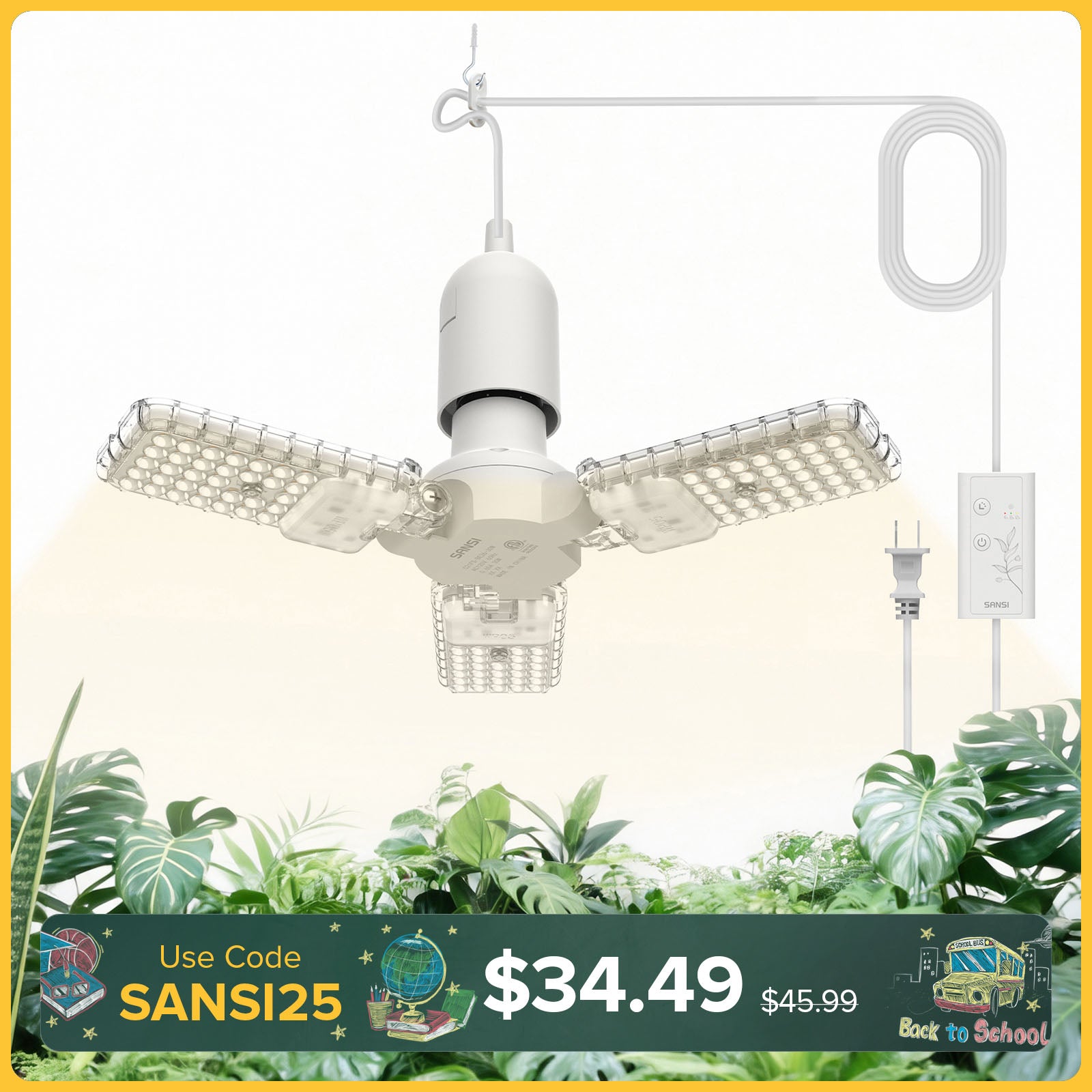 SANSI 30W Folding Wings LED Grow Light (US ONLY)