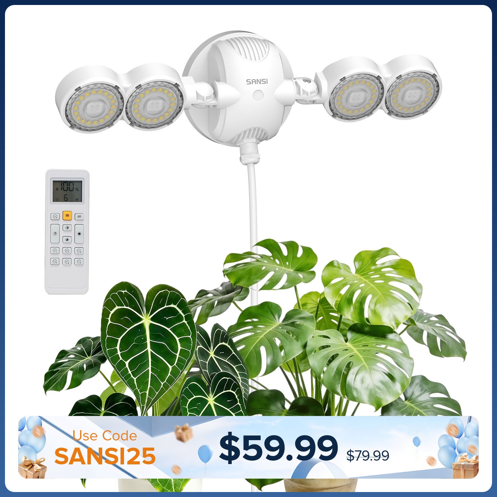 SANSI 30W LED Wall Mounted Grow Light with Remote Control (US ONLY)