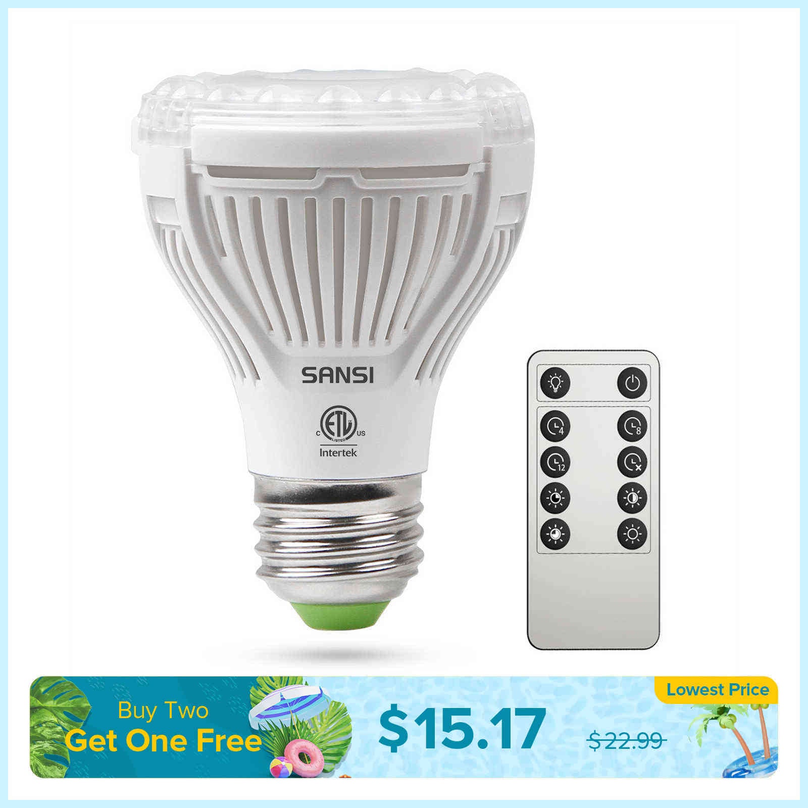 SANSI PAR20 10W LED Grow Light Bulb With Remote Control (US ONLY)