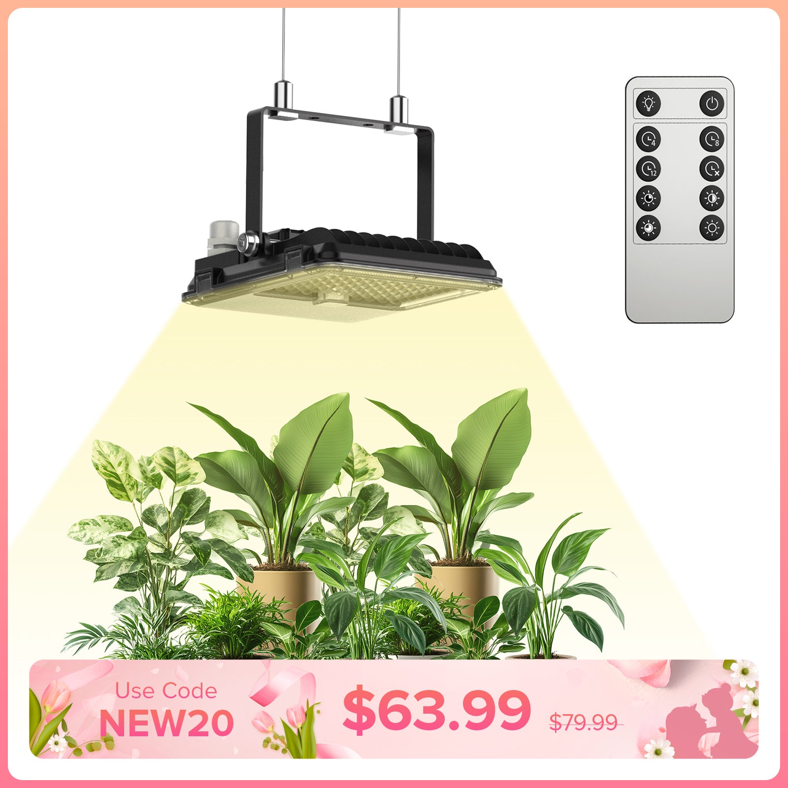 SANSI 45W Panel LED Grow Light | Remote Control (EU ONLY)