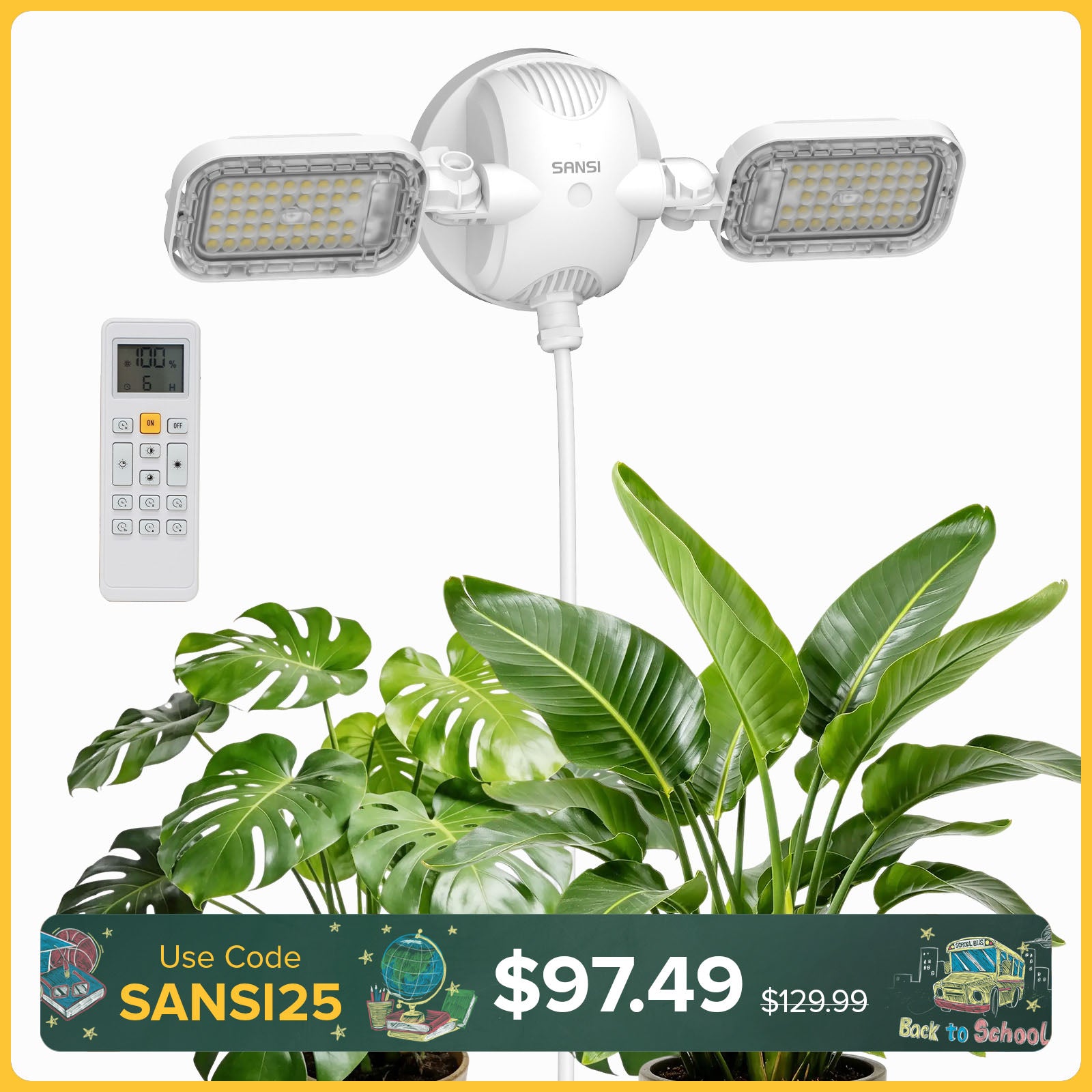 SANSI 60W LED Wall Mounted Grow Light with Remote Control (US ONLY)