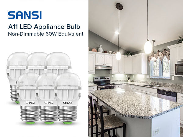 SANSI A11 7W LED Appliance Bulb,Non-Dimmable,60W Equivalent.