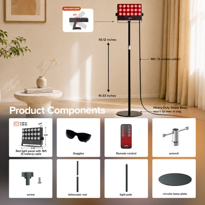 SANSI 80W Dual-Wavelength Red Light Therapy Panel with Adjustable Stand (US ONLY)