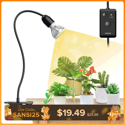 Lampada LED da coltivazione con clip, regolabile, a 1 testa, da 10 W, con timer (SOLO USA/CA) 