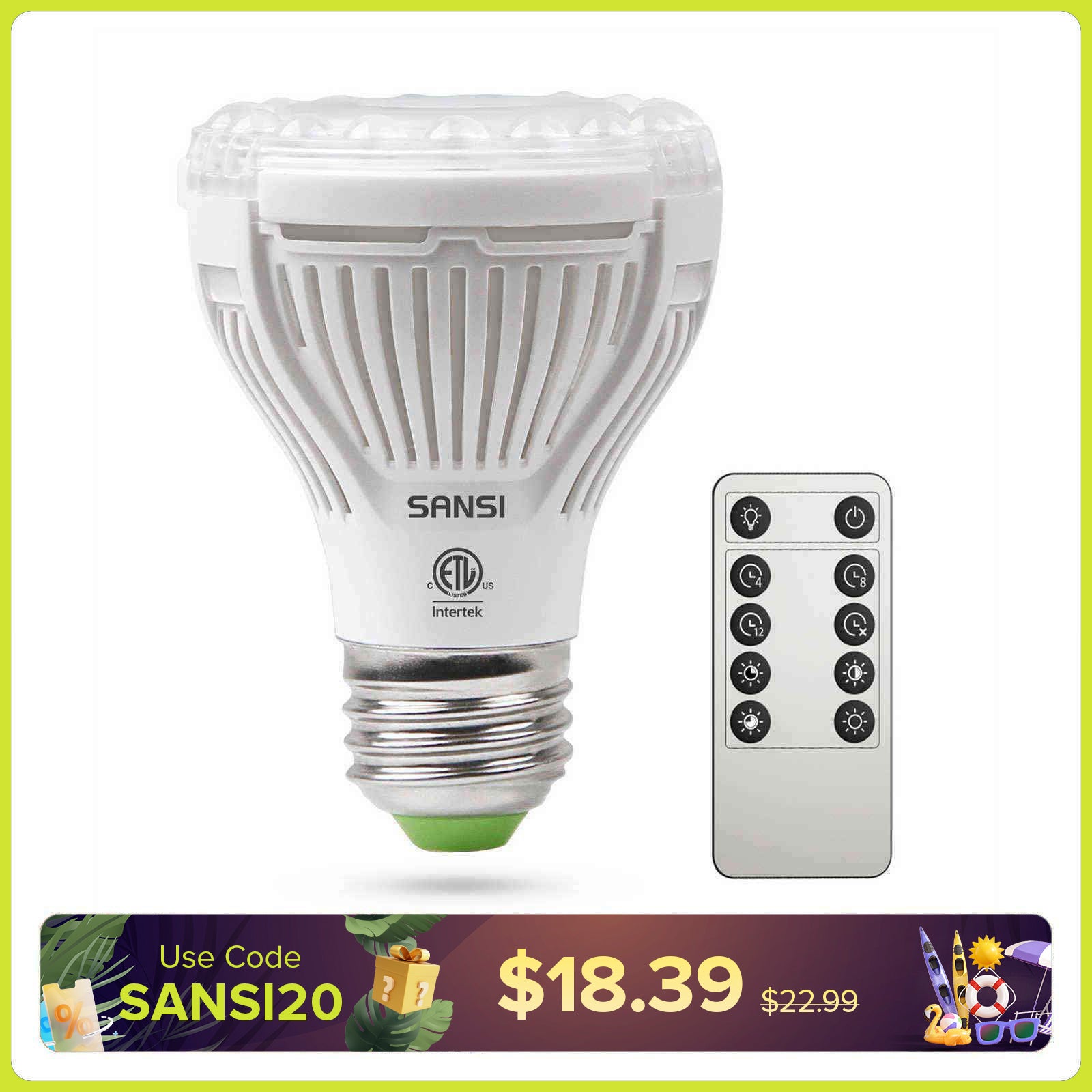 PAR20 10W LED Grow Light Bulb With Remote Control (US/CA ONLY)
