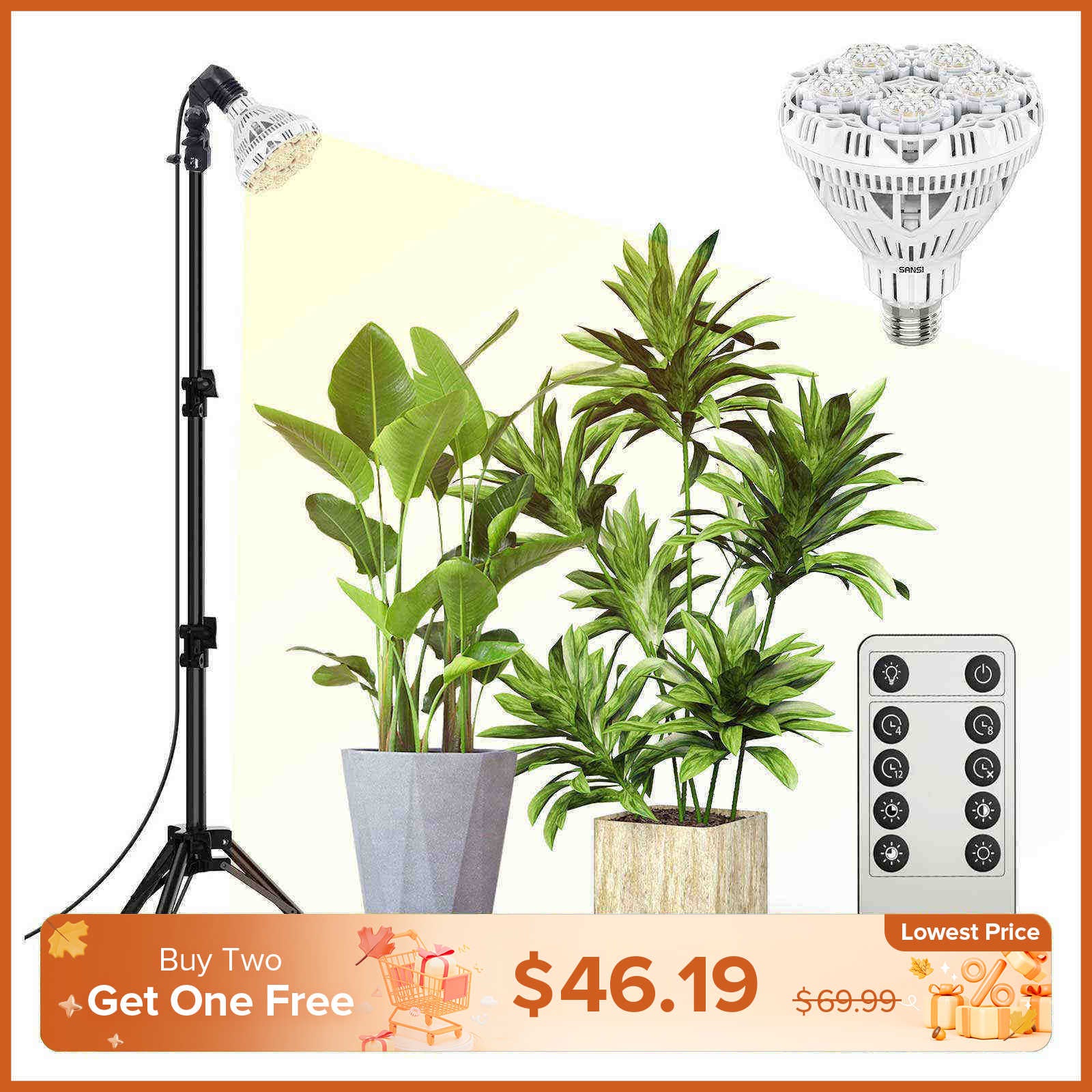 BR30 40W Adjustable Tripod Stand Grow Light with Remote Control