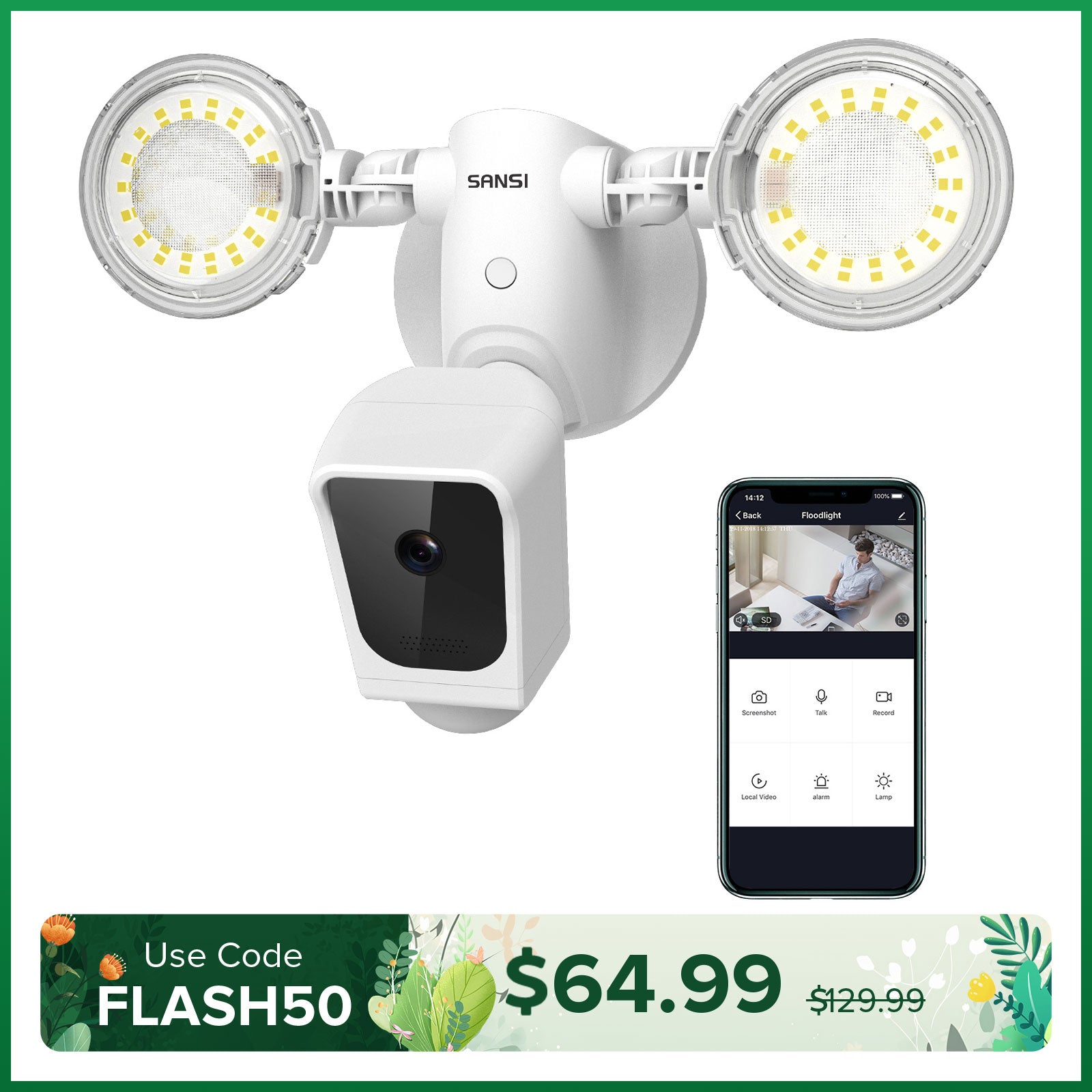 35W Smart Led Security Light (With Camera&Motion Sensor)(US ONLY