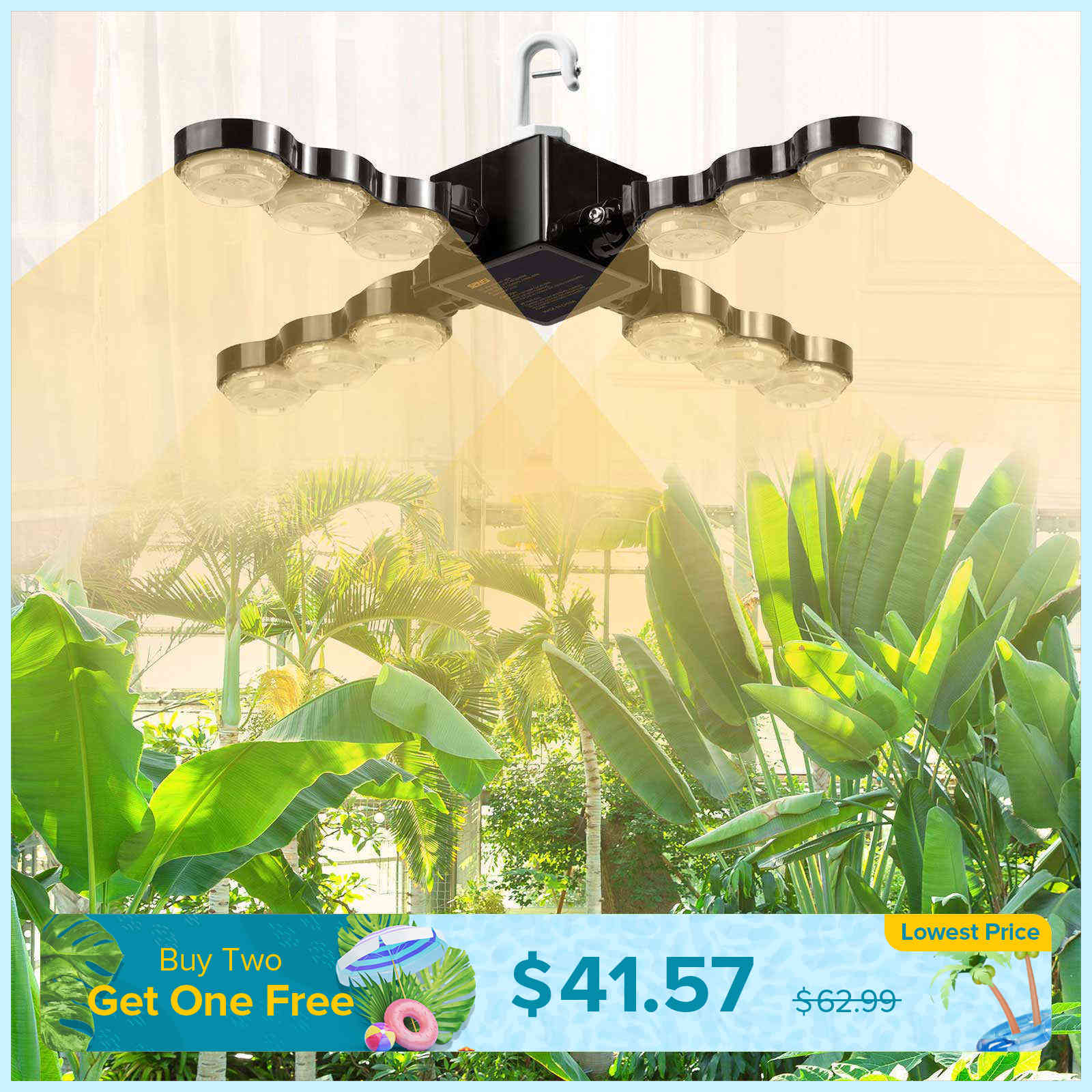 60W LED Grow Light (Folding Wings & With Hook)(EU ONLY)