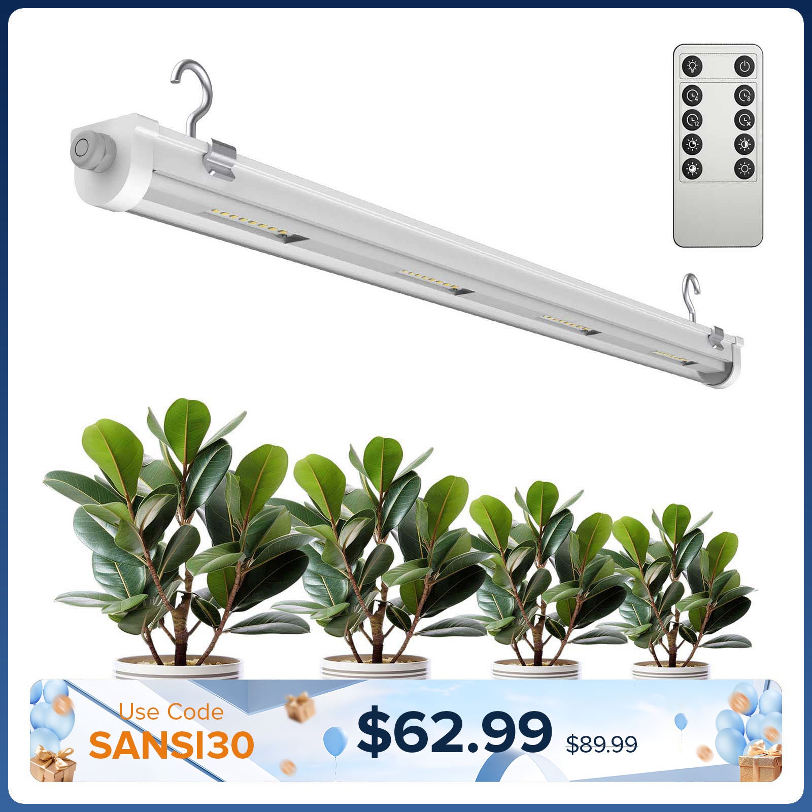 SANSI T8 25W Lampe de culture LED | Télécommande