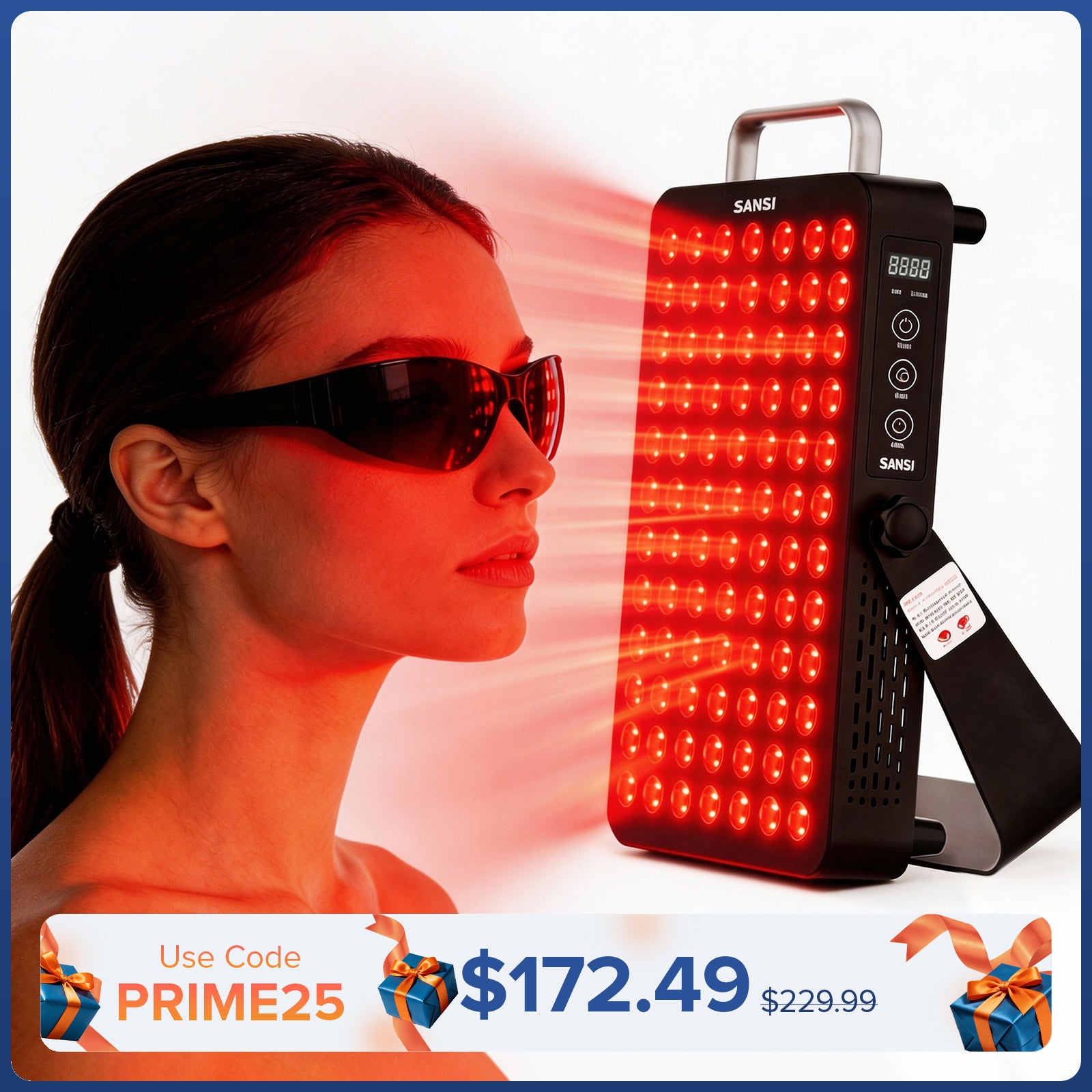 SANSI 120W Dual-Wavelength Red Light Therapy Panel(US/EU ONLY)