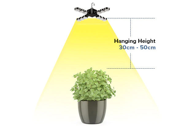 Tips of Hanging Distance：1.Indoor use only 2. Please do not use it in dimmable fixtures 3. Please do not use it in totally enclosed fixtures4. The hanging distance between the luminous surfaceof the light and the plant is 30-50cm.