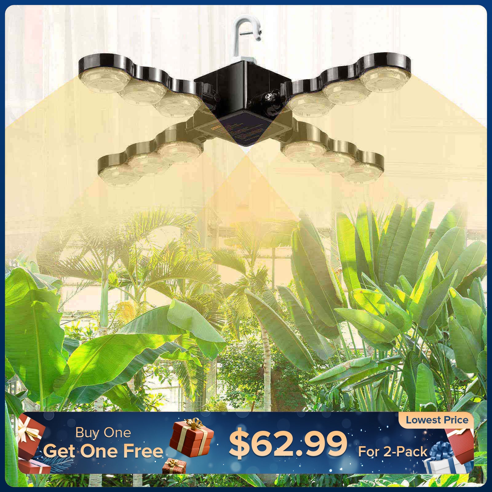 60W LED Grow Light (Folding Wings & With Hook)