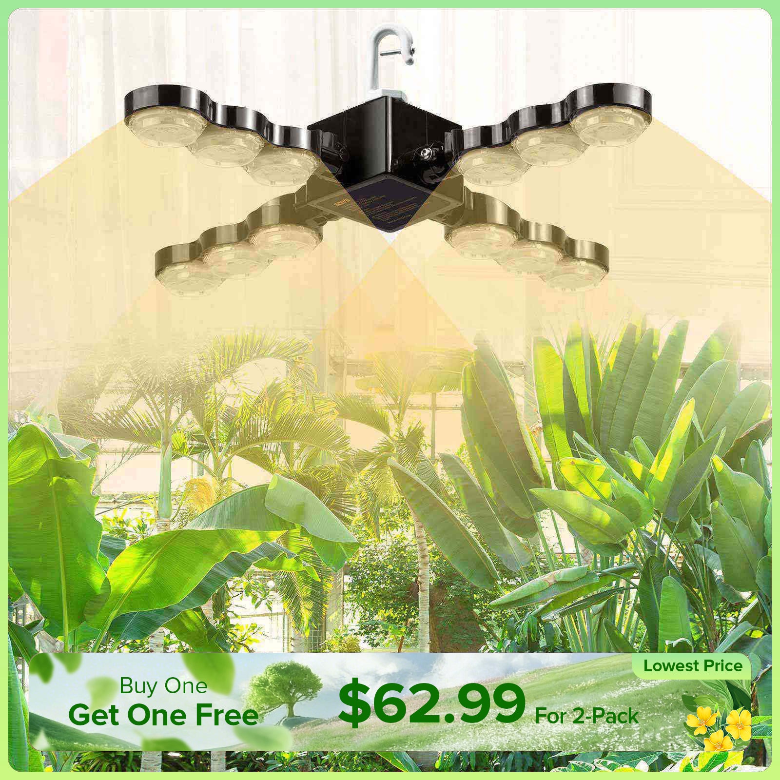60W LED Grow Light (Folding Wings & With Hook) (EU ONLY)