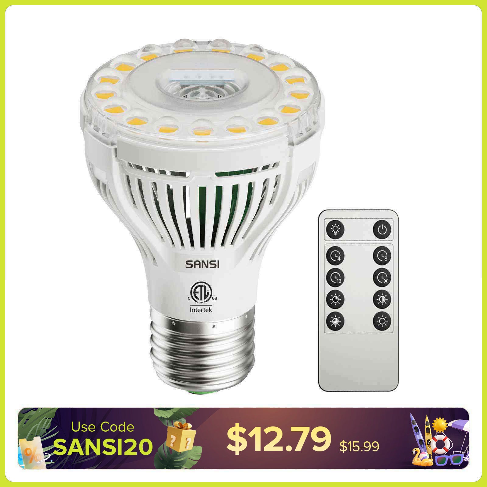 PAR20 5W LED Grow Light Bulb With Remote Control (US/CA ONLY)