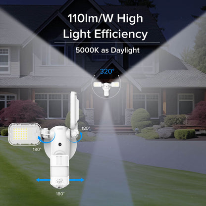 90W LED Security Light With Remote Control with 110 lm/w high light efficiency, 5000K as daylight.