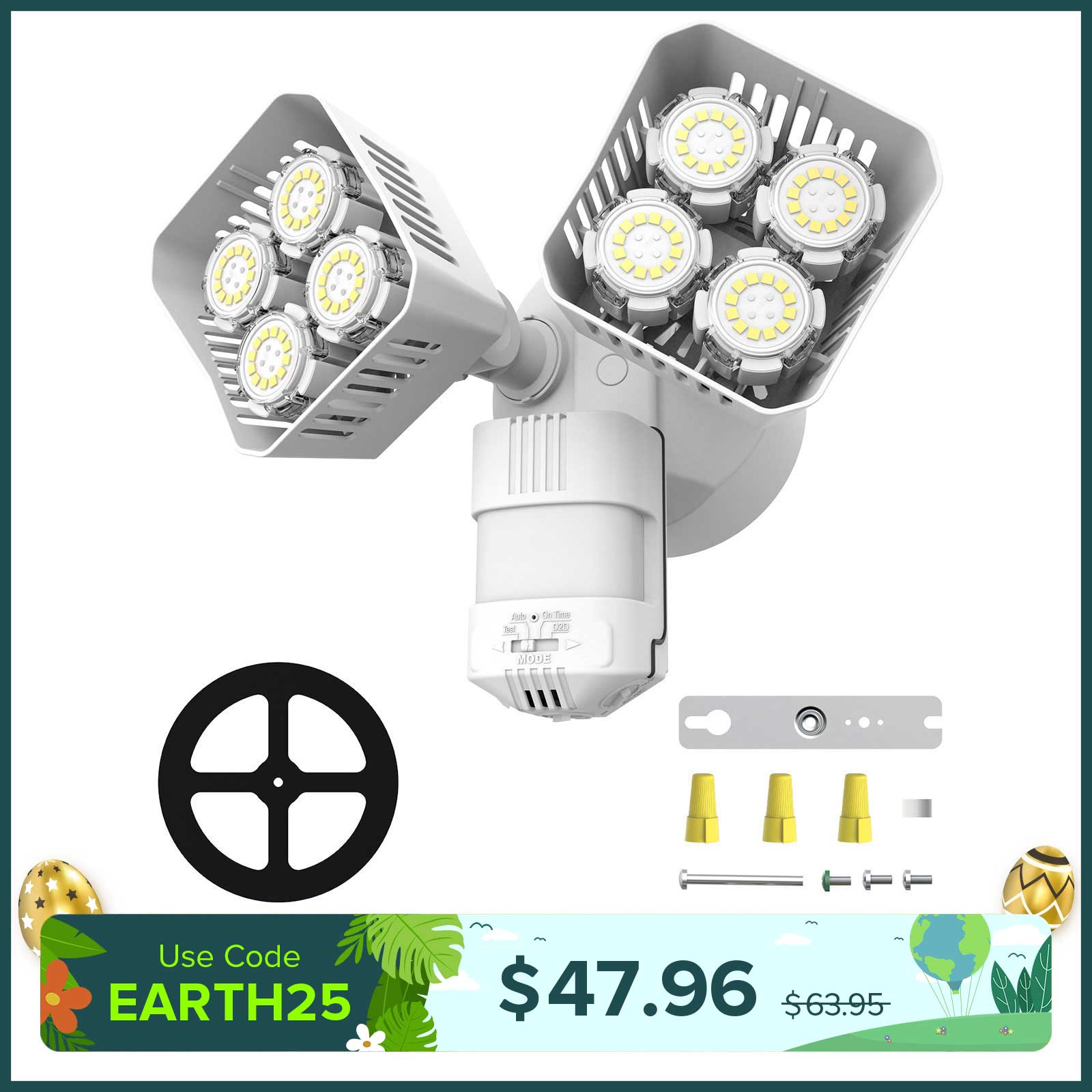 Square Upgraded 54W Led Security Light (Dusk to Dawn & Motion Sensor)(US/CA ONLY)