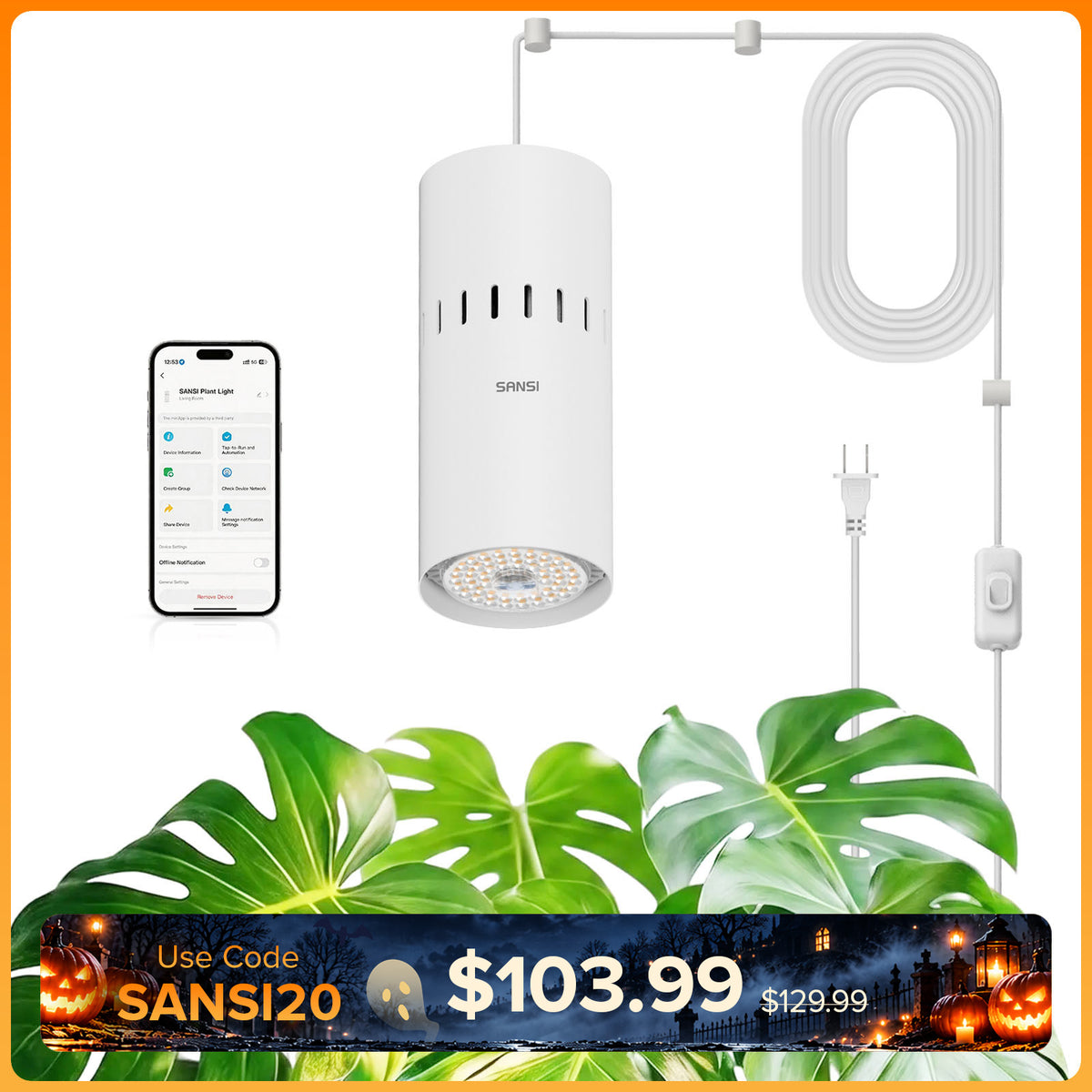 SANSI 40W Smart LED Hanging Grow Light (US ONLY)