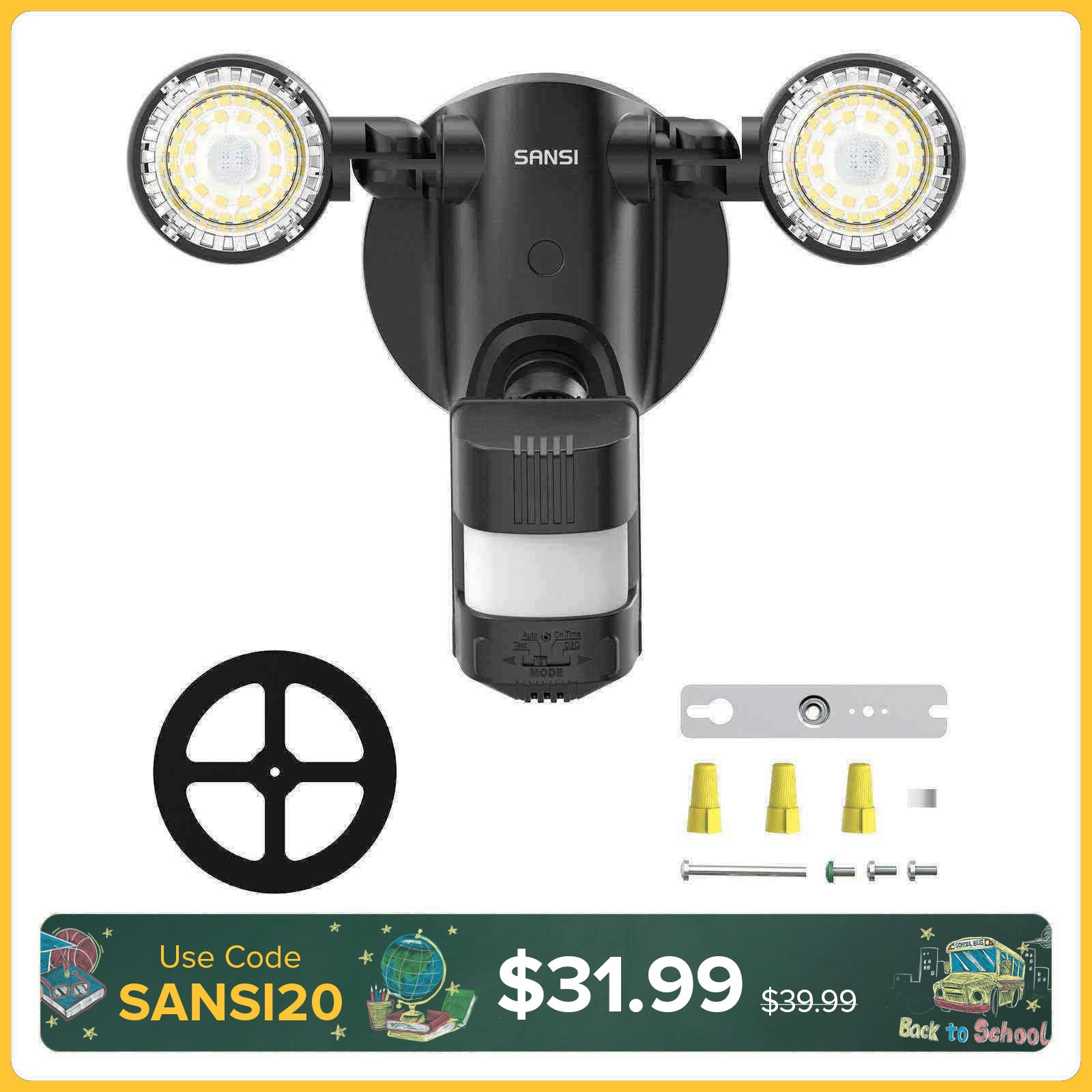 25W LED Security Light (Dusk to Dawn & Motion Sensor)(US/CA ONLY)