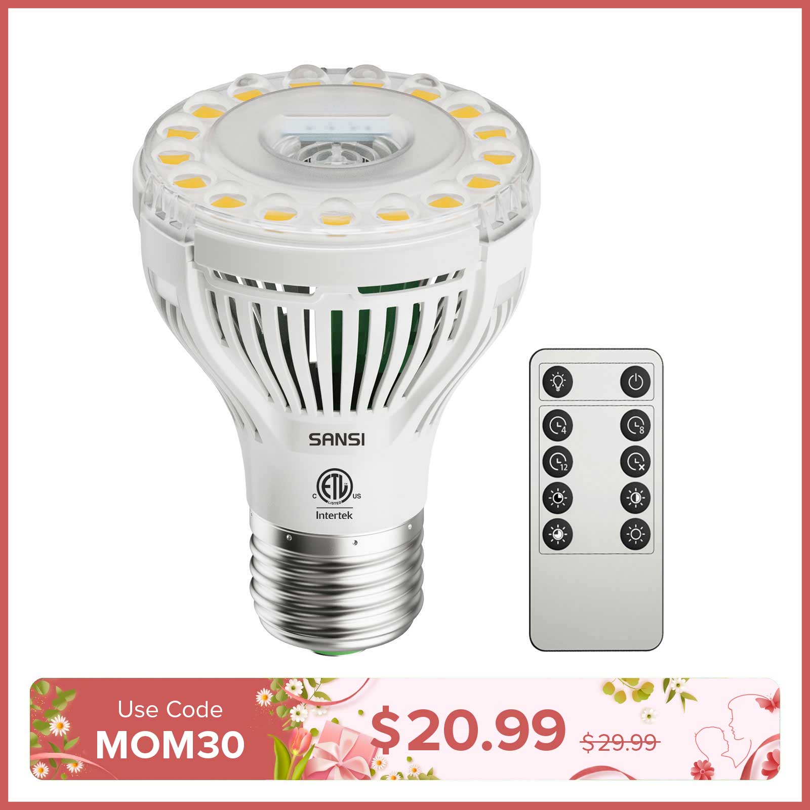 PAR20 5W LED Grow Light Bulb With Remote Control (US/CA ONLY)