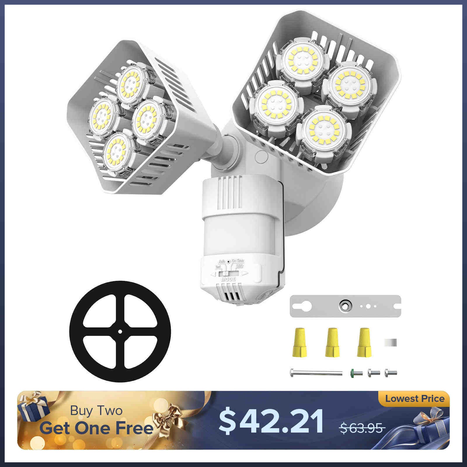 Square Upgraded 54W Led Security Light (Dusk to Dawn & Motion Sensor)(US/CA ONLY)