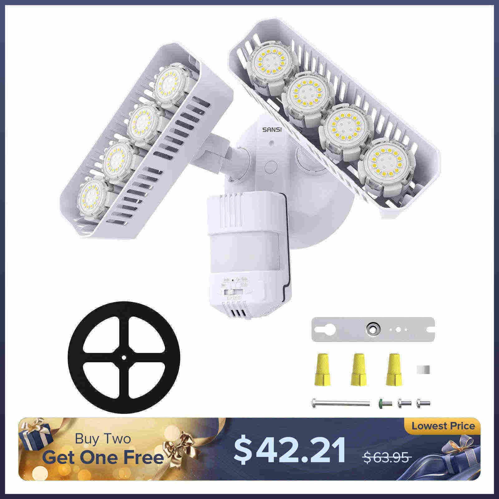 Rectangle Upgraded 54W Led Security Light (Dusk to Dawn&Motion Sensor)(US/CA ONLY)