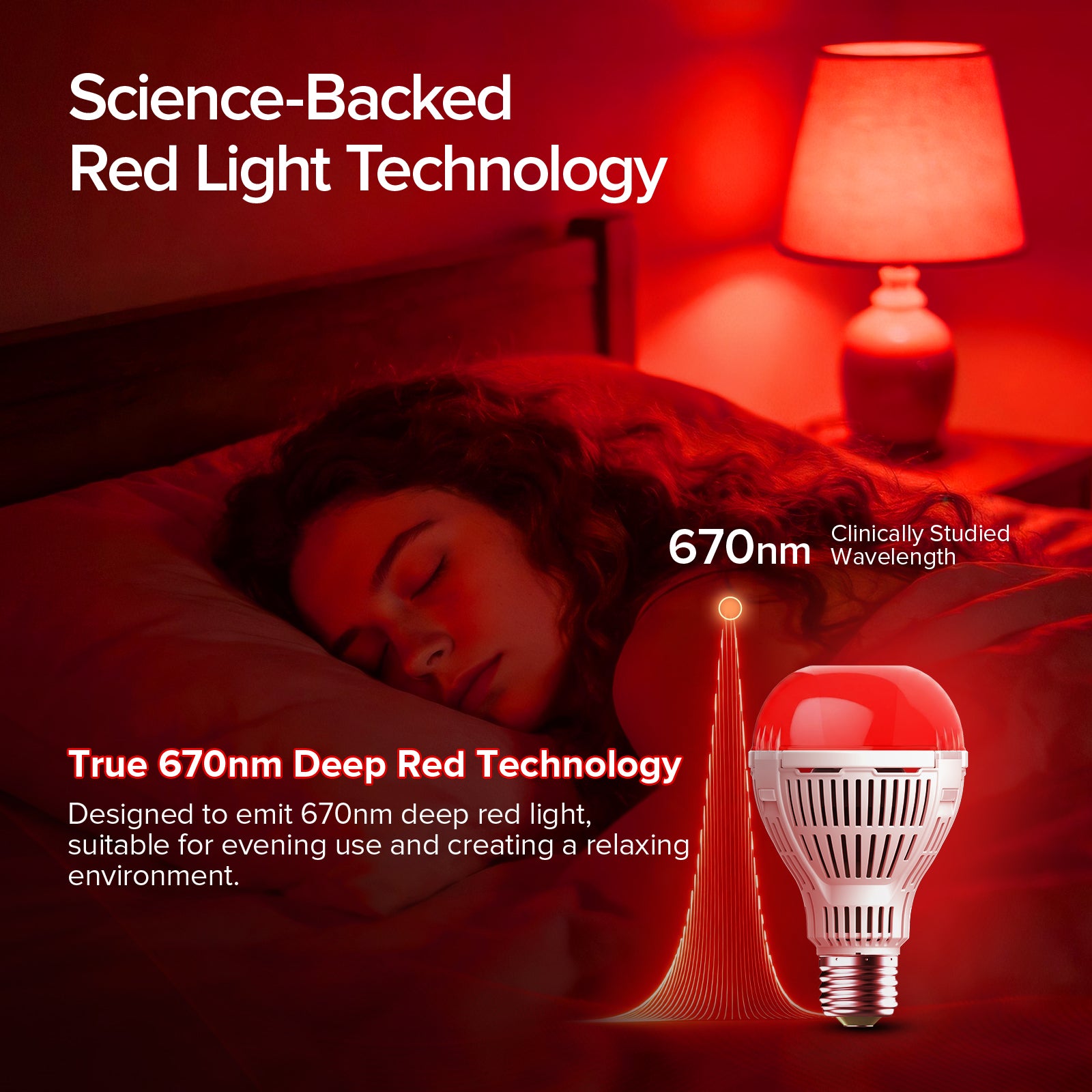 SANSI A21 9W 670nm Red Light Bulb for Sleep Therapy