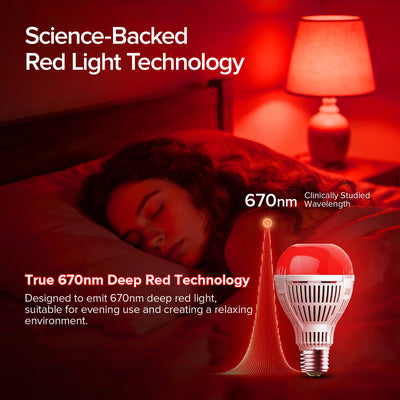 SANSI A21 9W 670nm Red Light Bulb for Sleep Therapy