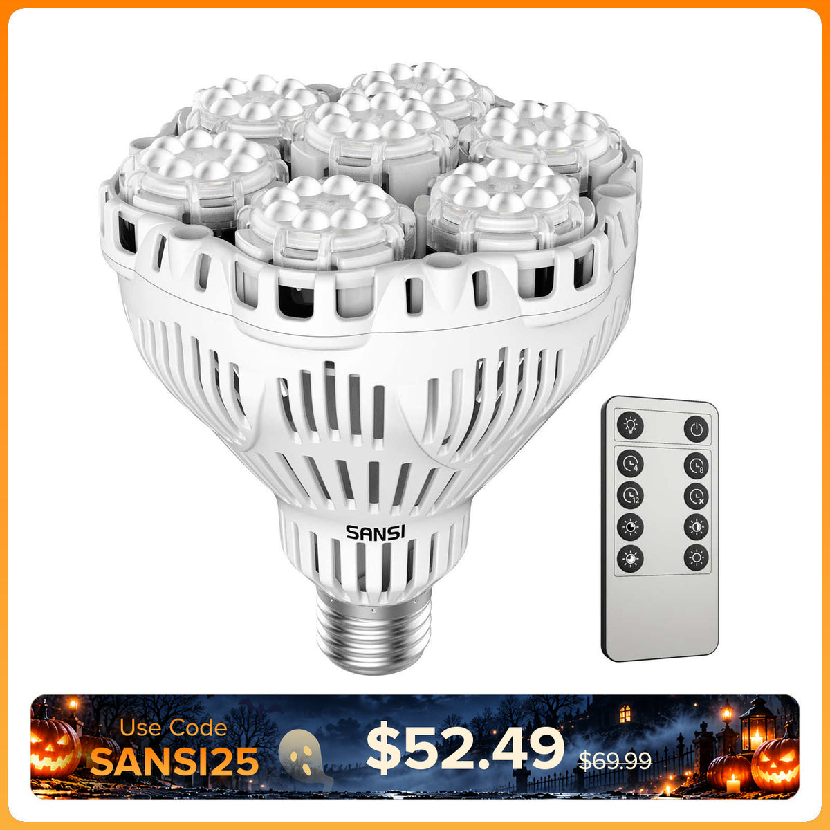SANSI BR30 40W LED Grow Light Bulb With Remote Control