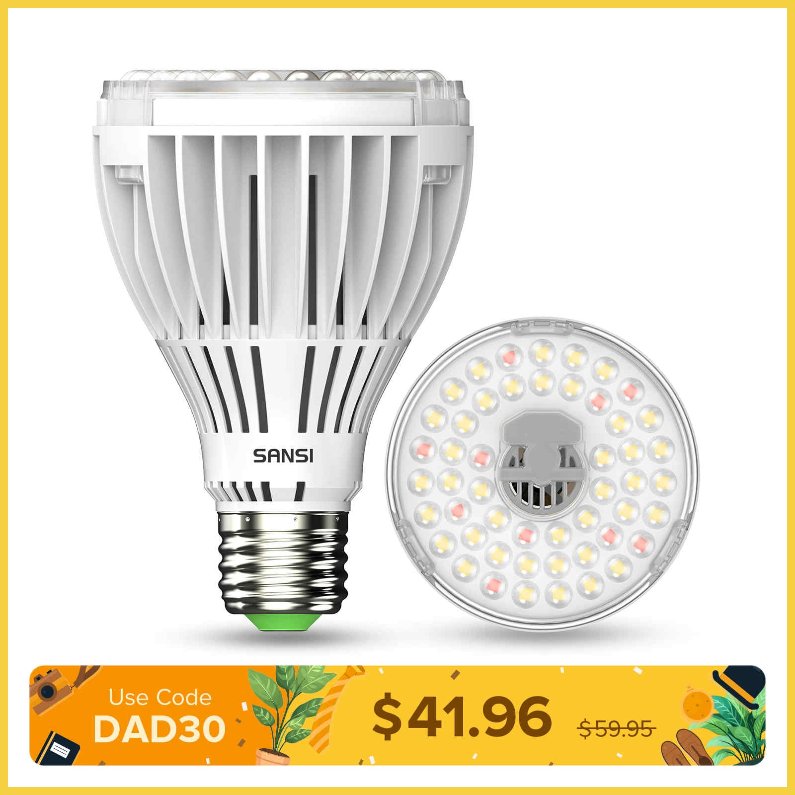 PAR25 30W LED Grow Light Bulb(2-Pack Bundle)
