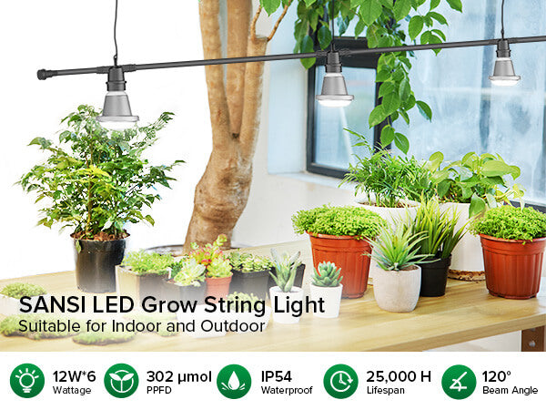 SANSI LED Grow String Light, Suitable for Indoor and Outdoor.