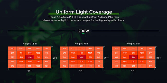 Dimmable 200W/400W led grow light has uniform light coverage