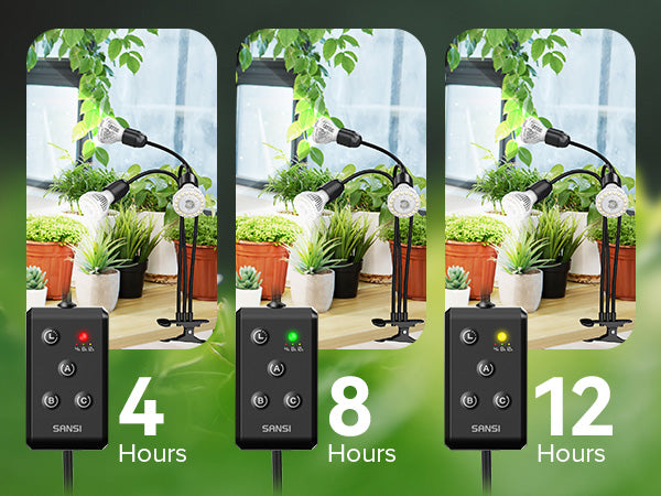 The timing of different times corresponds to the color of the light will be different,4 hours is red, 8 hours is green, 12 hours is yellow.