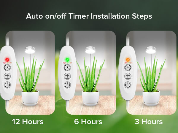 pot clip-on led grow light, auto on/off timer installation steps