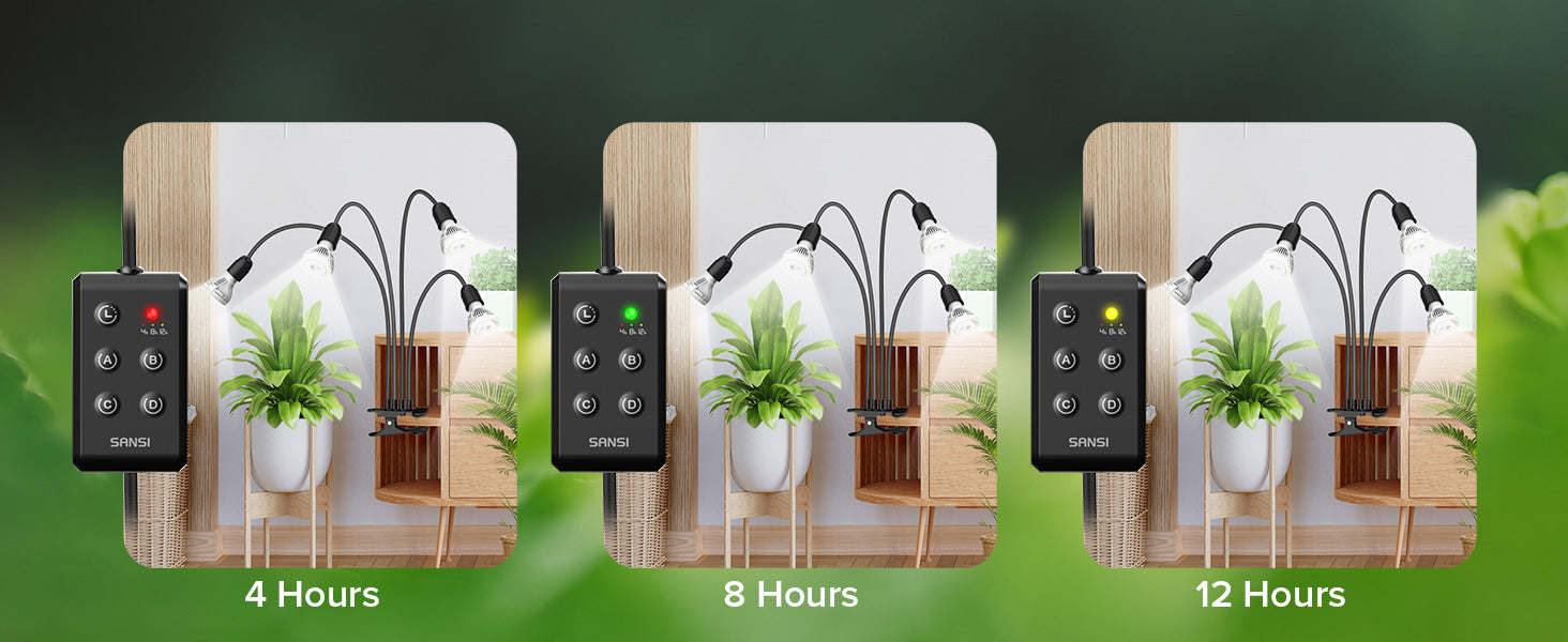Auto On/Off Timer，4 hours,8 hours and 12 hours.