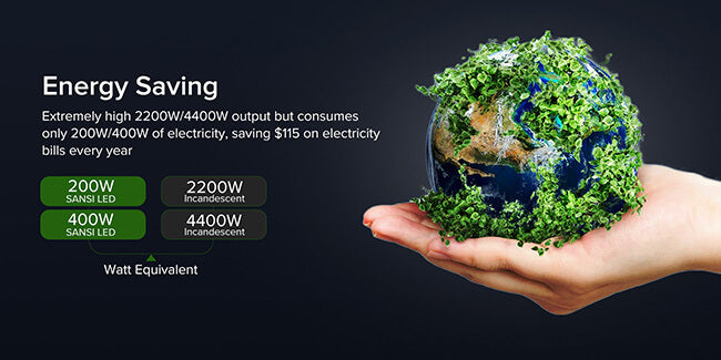 Dimmable 200W/400W led grow light is energy saving, 200W equivalent 2200W, 400W equivalent 4400W
