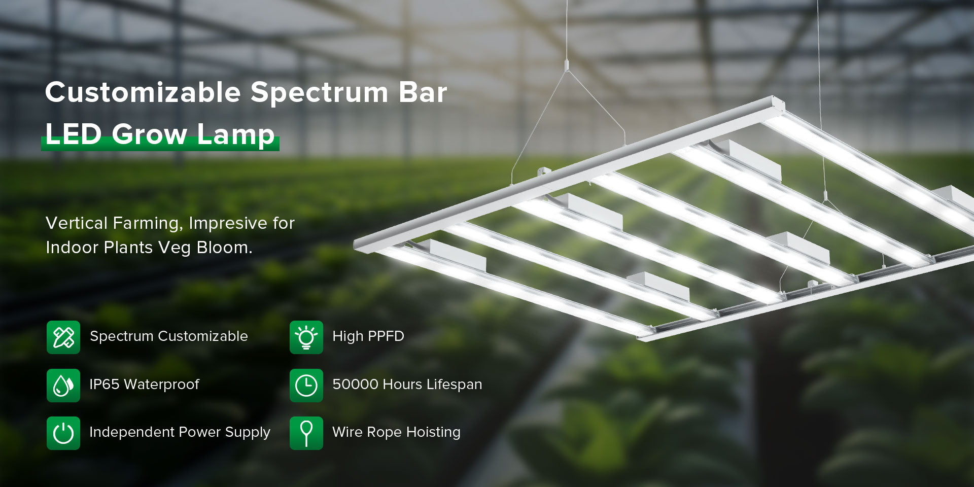 Customizable Spectrum Bar LED Grow Lamp：Vertical Farming, lmpresive for Indoor Plants Veg Bloom.