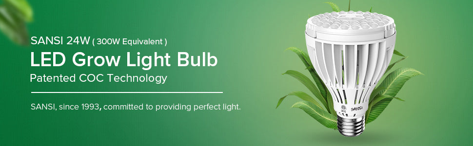 SANSI 24W(300W Equivalent) LED Grow Light Bulb with Patented COC Technology.