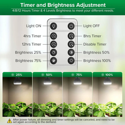 Timer and Brightness Adjustment：4/8/12 Hours Timer & 4 Levels Brightness to meet your different needs.
