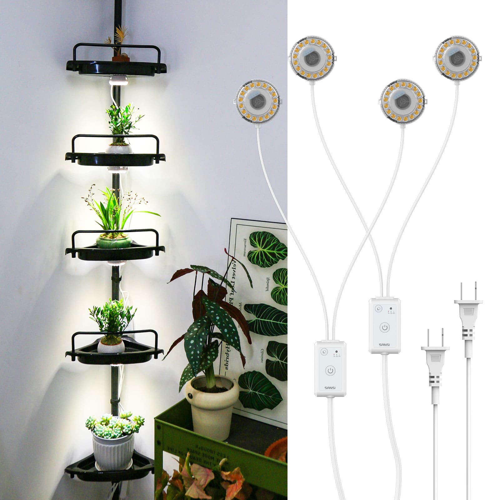 SANSI 20W LED Puck Grow Light with Shelf (US ONLY)